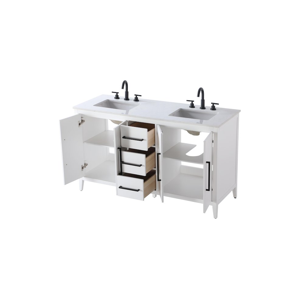 60 Inch Double Bathroom Vanity In White