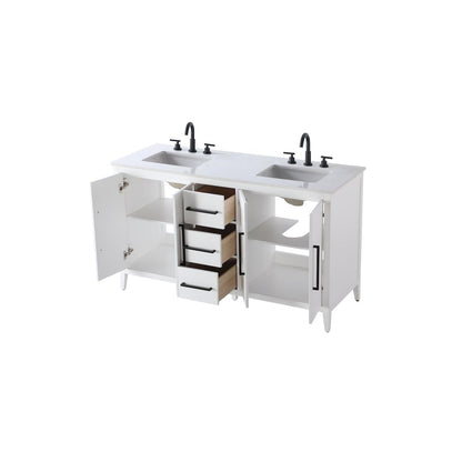 60 Inch Double Bathroom Vanity In White