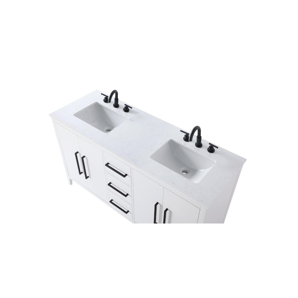 60 Inch Double Bathroom Vanity In White