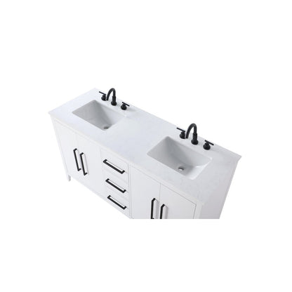 60 Inch Double Bathroom Vanity In White