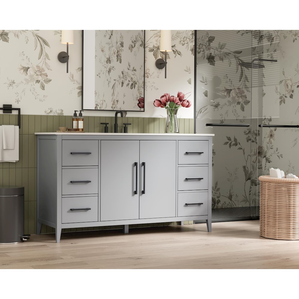 60 Inch Single Bathroom Vanity In Grey
