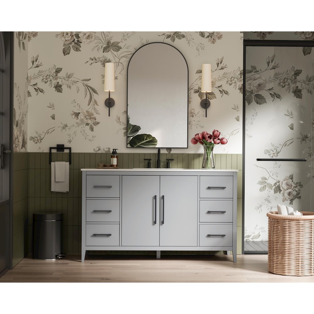 60 Inch Single Bathroom Vanity In Grey