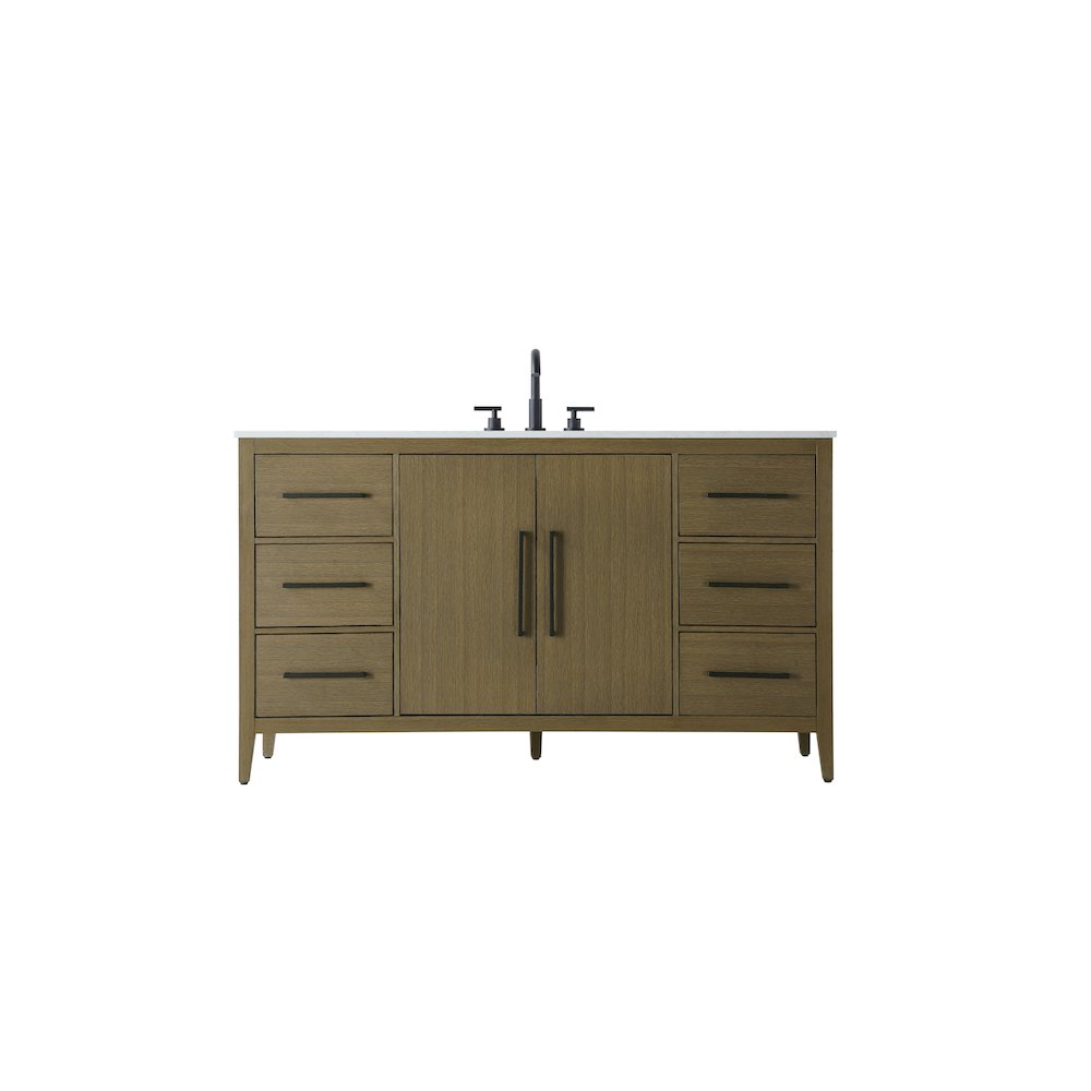 60 Inch Single Bathroom Vanity In Chestnut Brown