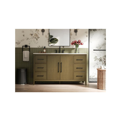 60 Inch Single Bathroom Vanity In Chestnut Brown