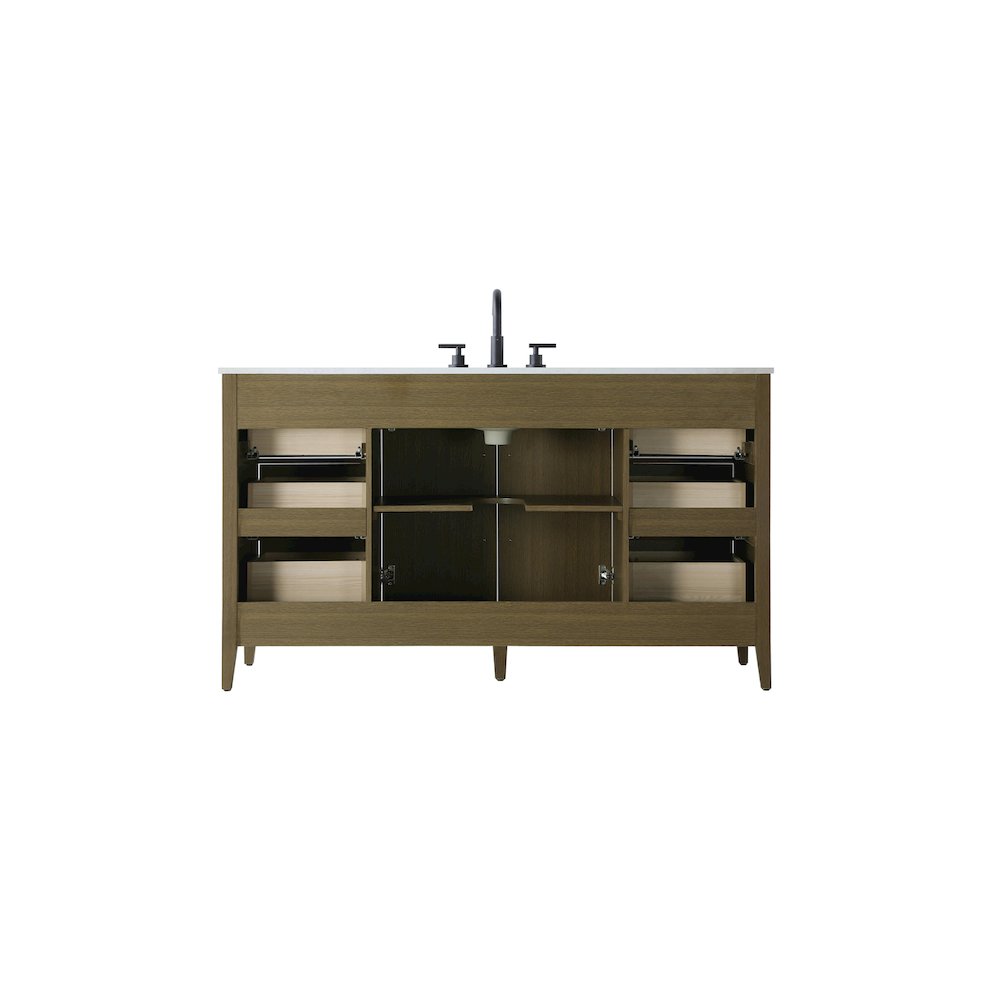 60 Inch Single Bathroom Vanity In Chestnut Brown