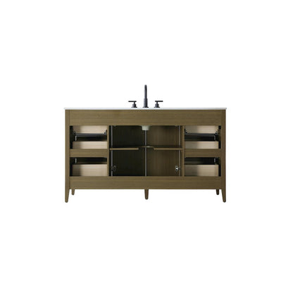 60 Inch Single Bathroom Vanity In Chestnut Brown