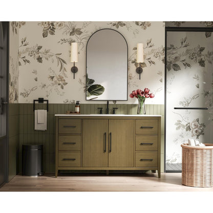 60 Inch Single Bathroom Vanity In Chestnut Brown