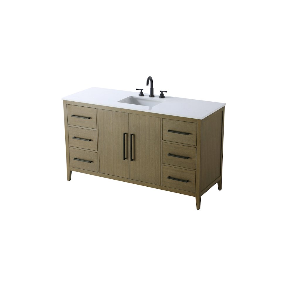 60 Inch Single Bathroom Vanity In Chestnut Brown