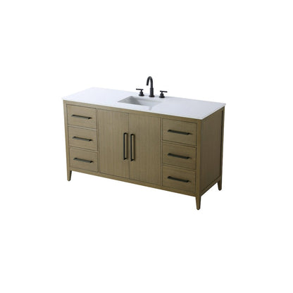 60 Inch Single Bathroom Vanity In Chestnut Brown