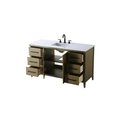 60 Inch Single Bathroom Vanity In Chestnut Brown