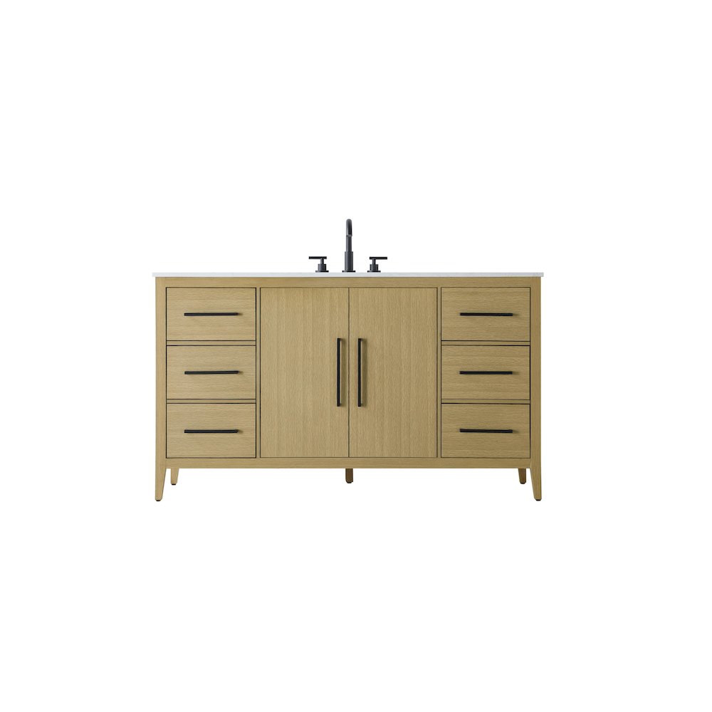 60 Inch Single Bathroom Vanity In Honey Brown
