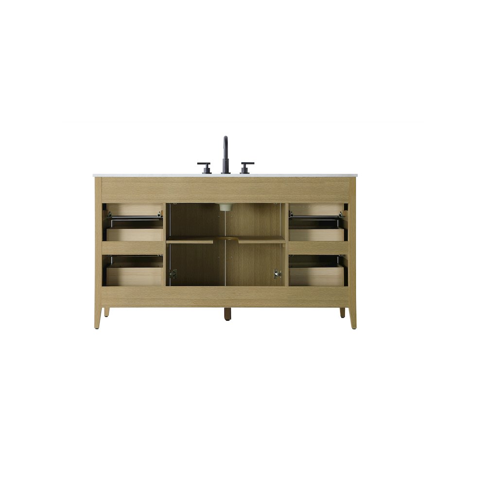 60 Inch Single Bathroom Vanity In Honey Brown