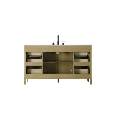 60 Inch Single Bathroom Vanity In Honey Brown