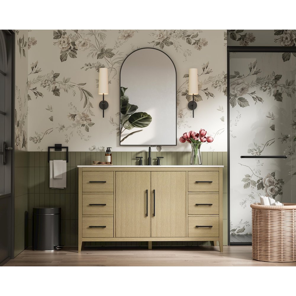 60 Inch Single Bathroom Vanity In Honey Brown