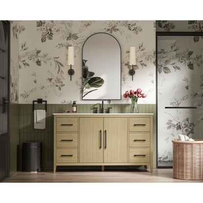 60 Inch Single Bathroom Vanity In Honey Brown