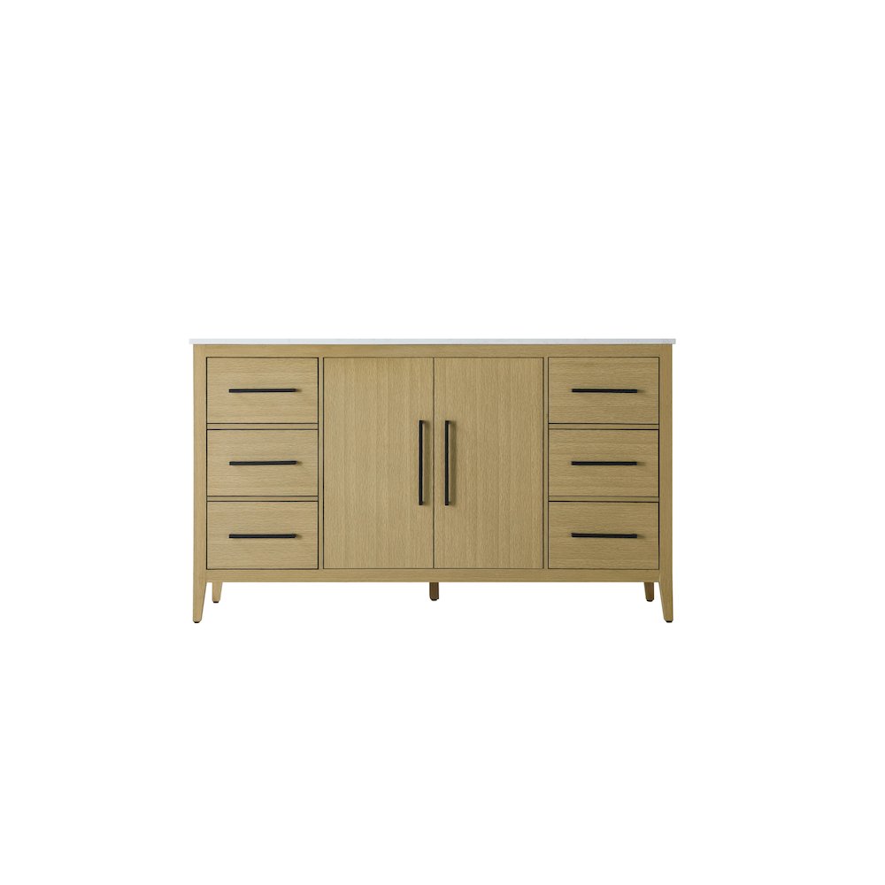 60 Inch Single Bathroom Vanity In Honey Brown