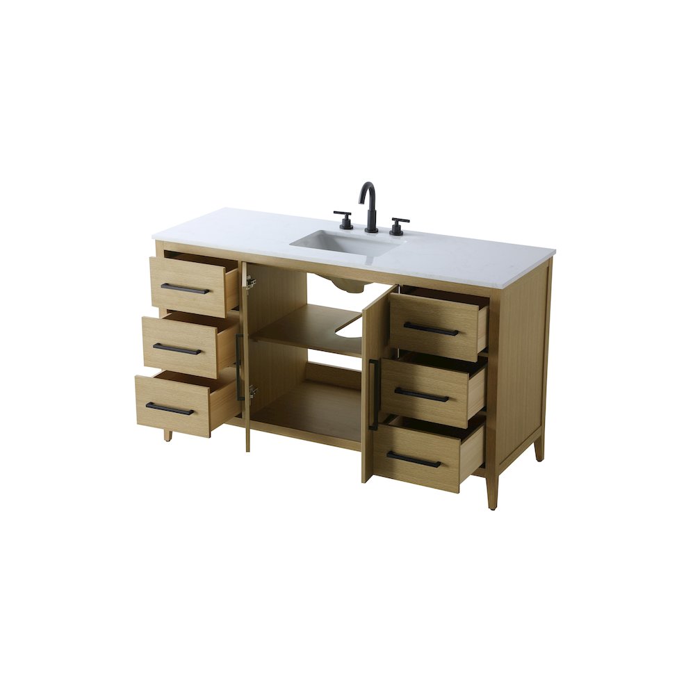 60 Inch Single Bathroom Vanity In Honey Brown