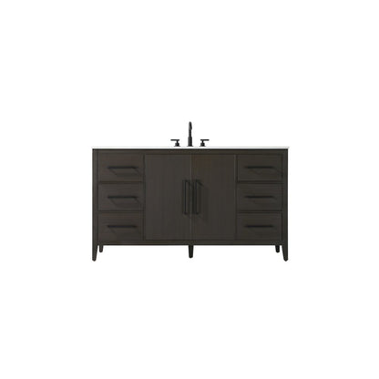 60 Inch Single Bathroom Vanity In Mocha Brown