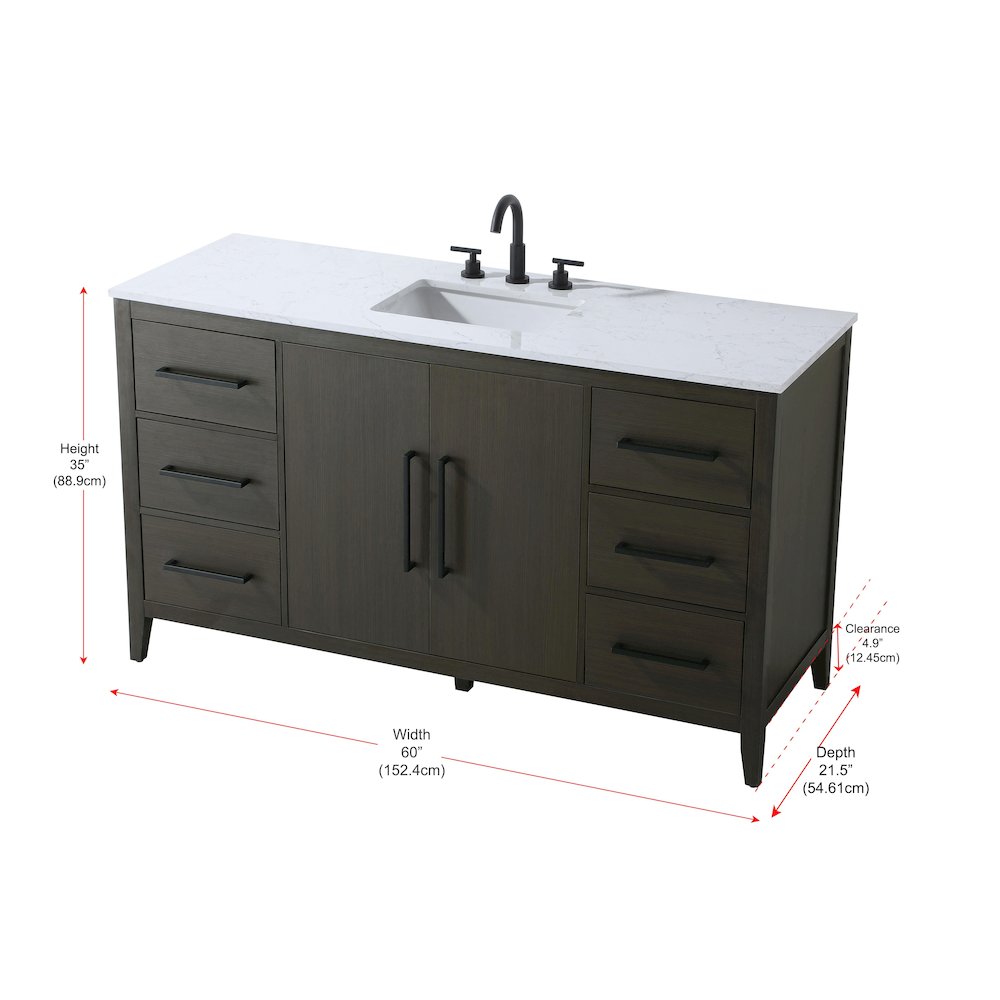 60 Inch Single Bathroom Vanity In Mocha Brown