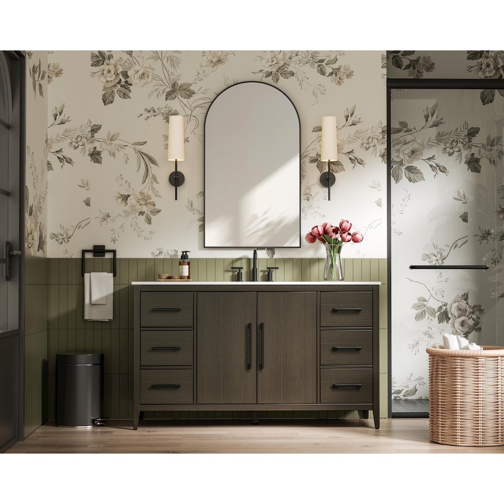 60 Inch Single Bathroom Vanity In Mocha Brown