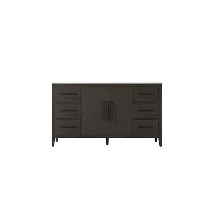 60 Inch Single Bathroom Vanity In Mocha Brown