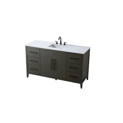 60 Inch Single Bathroom Vanity In Mocha Brown