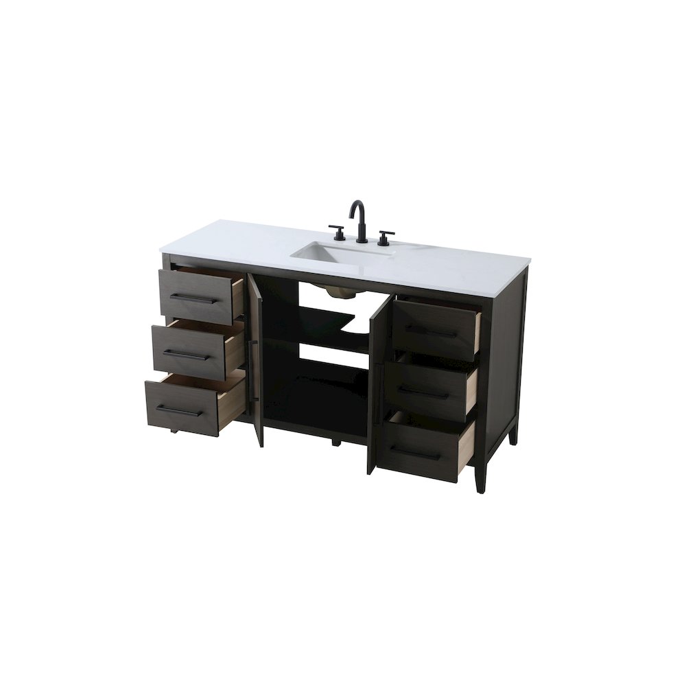 60 Inch Single Bathroom Vanity In Mocha Brown
