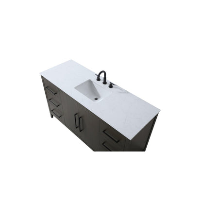 60 Inch Single Bathroom Vanity In Mocha Brown