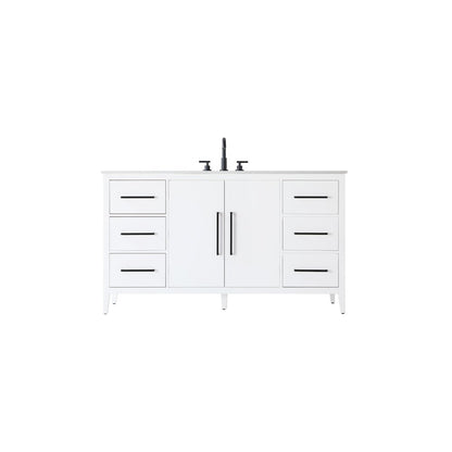 60 Inch Single Bathroom Vanity In White