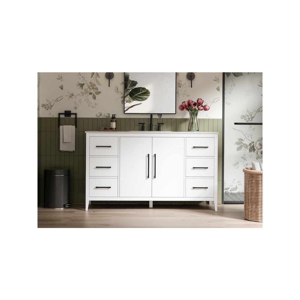 60 Inch Single Bathroom Vanity In White