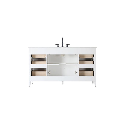 60 Inch Single Bathroom Vanity In White