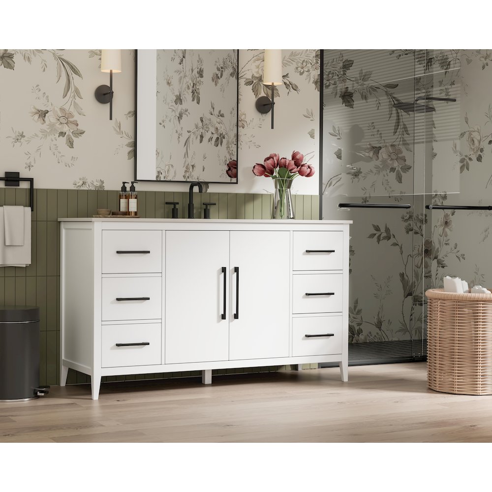 60 Inch Single Bathroom Vanity In White