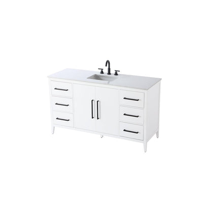 60 Inch Single Bathroom Vanity In White
