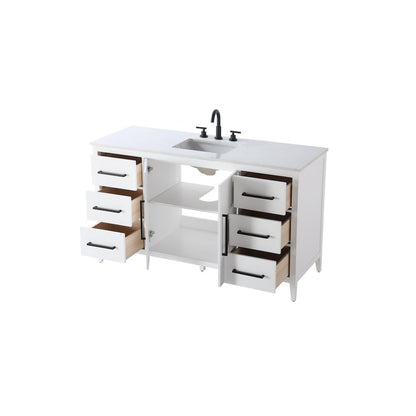 60 Inch Single Bathroom Vanity In White