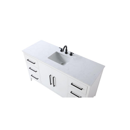 60 Inch Single Bathroom Vanity In White