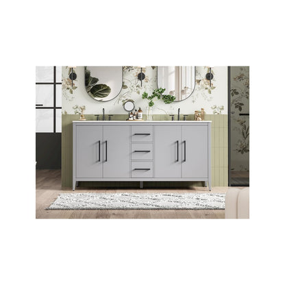 72 Inch Double Bathroom Vanity In Grey