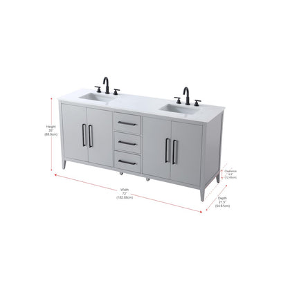 72 Inch Double Bathroom Vanity In Grey