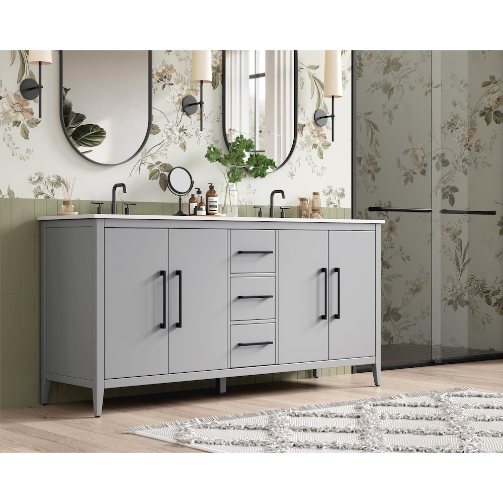 72 Inch Double Bathroom Vanity In Grey
