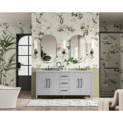 72 Inch Double Bathroom Vanity In Grey