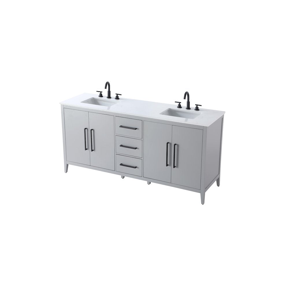 72 Inch Double Bathroom Vanity In Grey
