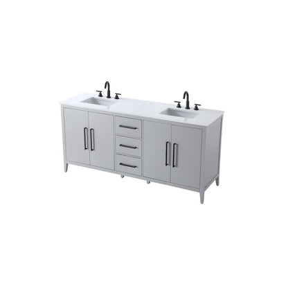 72 Inch Double Bathroom Vanity In Grey