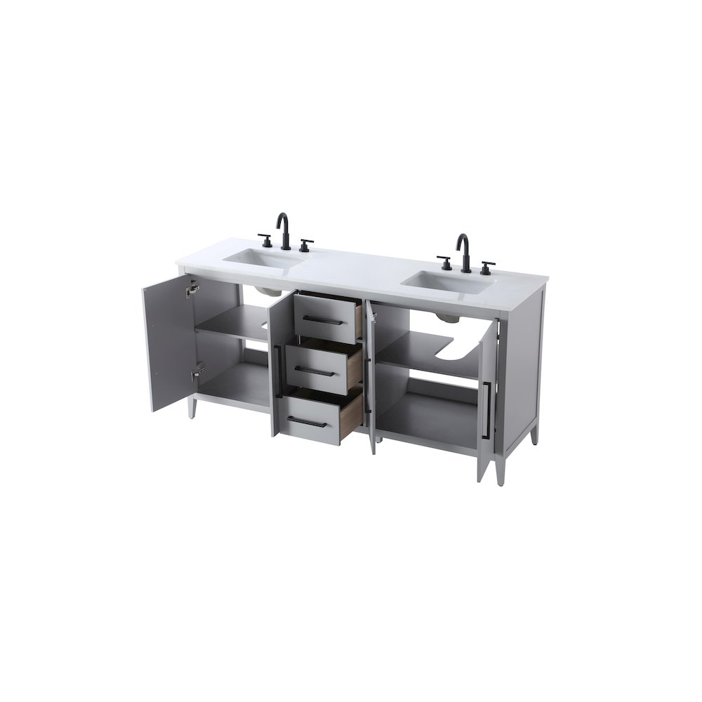 72 Inch Double Bathroom Vanity In Grey