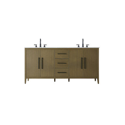 72  Inch Double Bathroom Vanity In Chestnut Brown