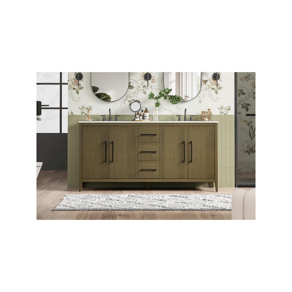 72  Inch Double Bathroom Vanity In Chestnut Brown