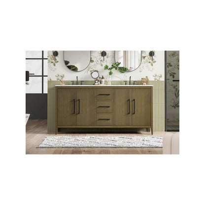 72  Inch Double Bathroom Vanity In Chestnut Brown