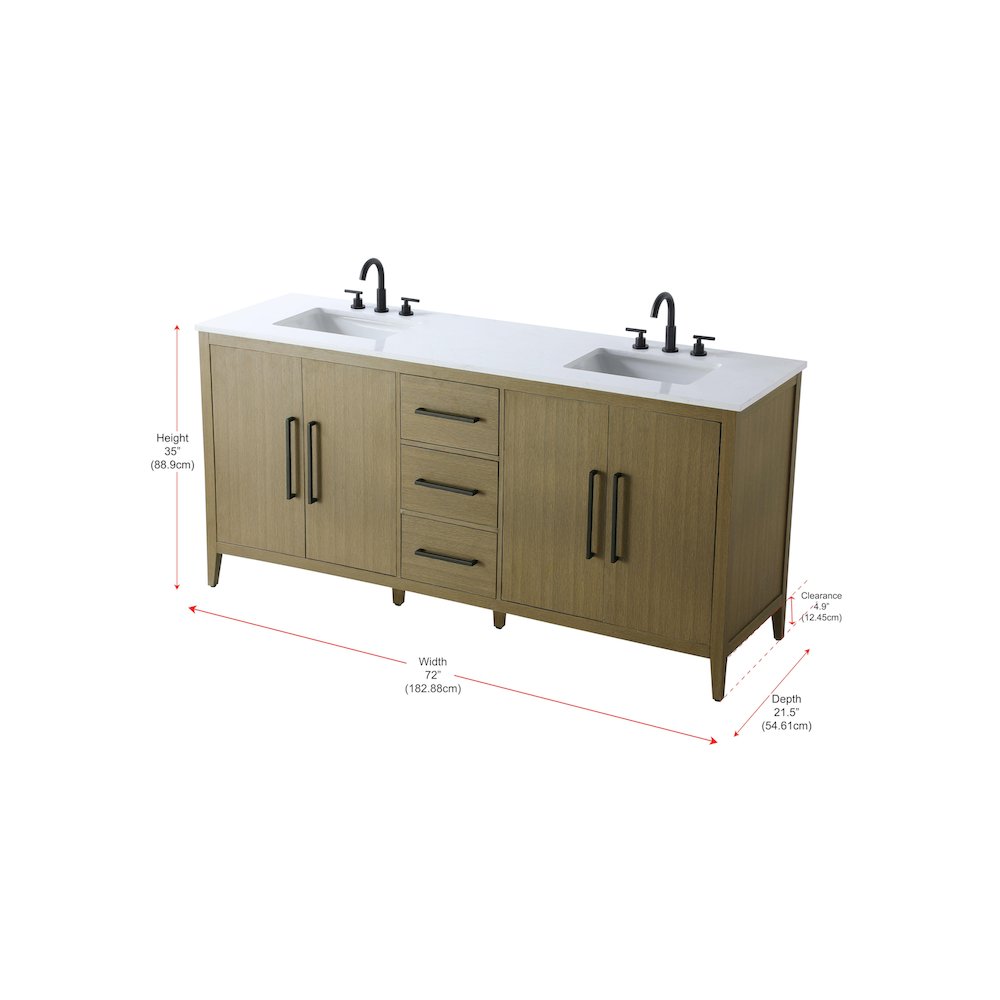 72  Inch Double Bathroom Vanity In Chestnut Brown