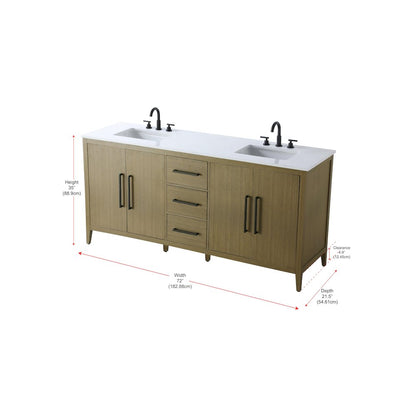 72  Inch Double Bathroom Vanity In Chestnut Brown