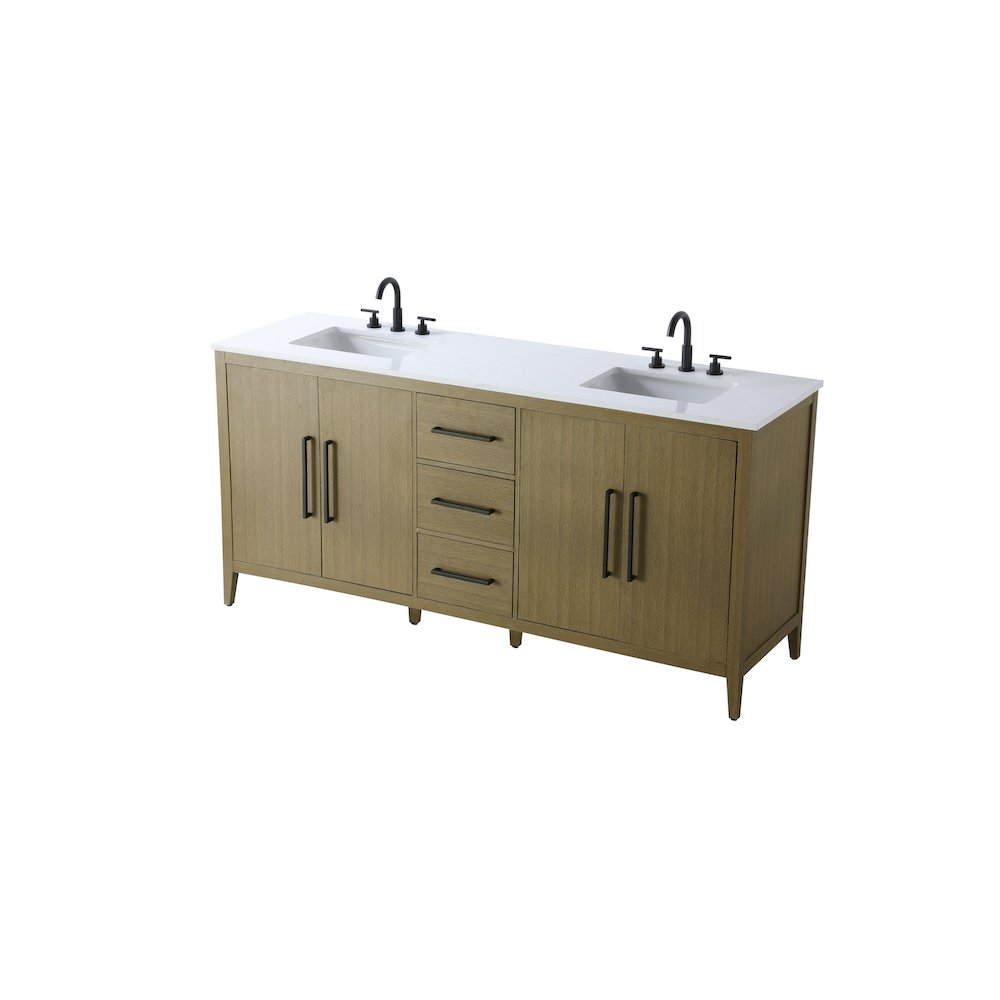 72  Inch Double Bathroom Vanity In Chestnut Brown