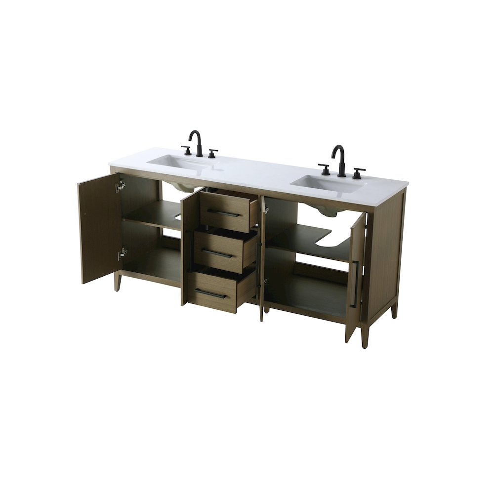 72  Inch Double Bathroom Vanity In Chestnut Brown