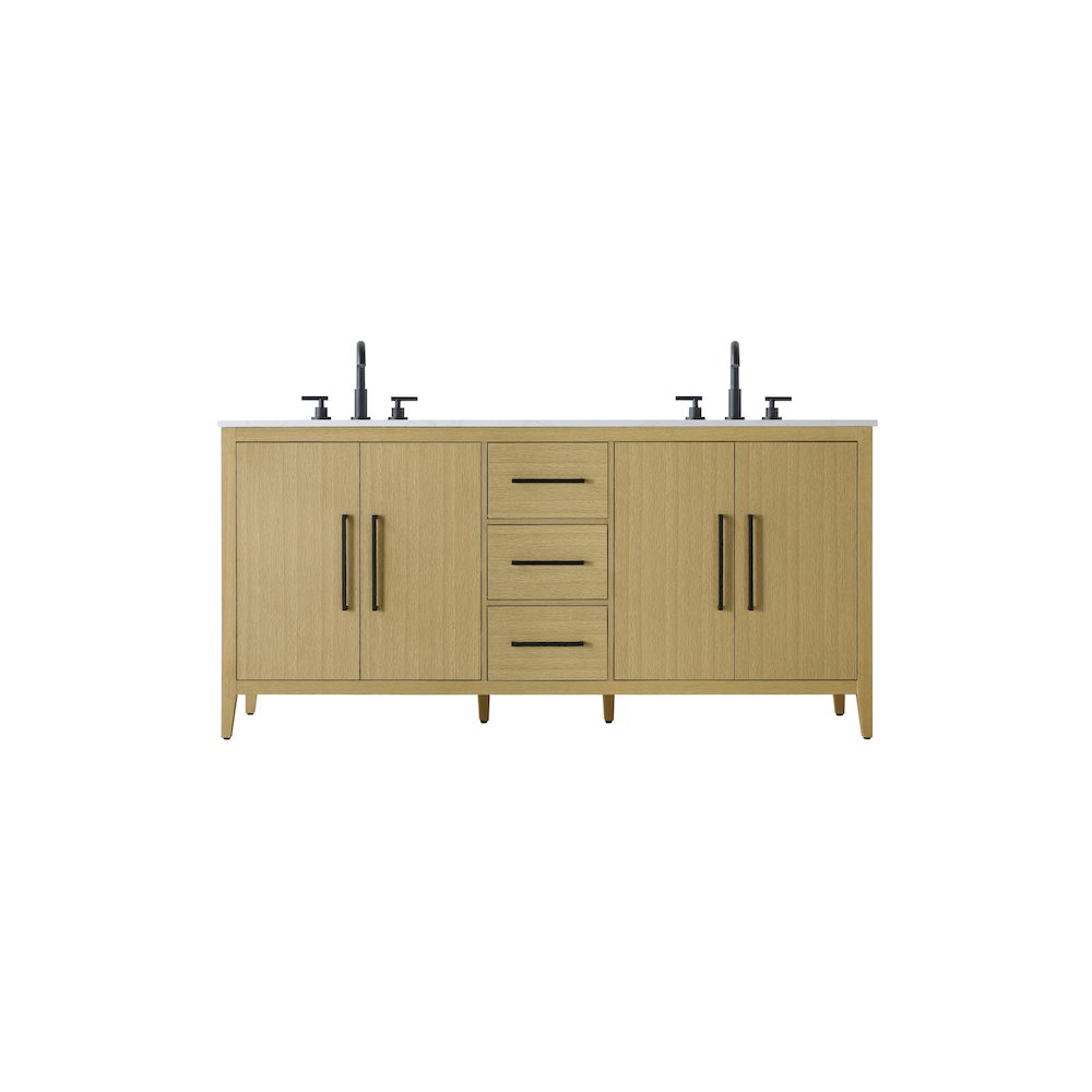 72 Inch Double Bathroom Vanity In Honey Brown